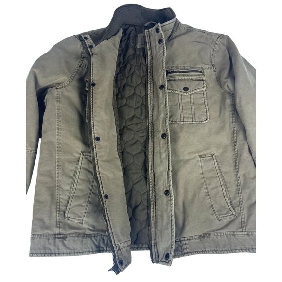 Levi's Snap Front Zip Khaki Trucker Jacket Men's Sz L Tan Pockets Quilted Lining - Picture 6 of 13